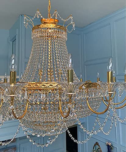 Machine Large Chrome Gold Crystal Chandelier Light Fixtures-Momo Lighting