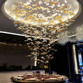 Maple Leaf Round and Rectangular Crystal Chandelier-Momo Lighting