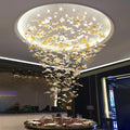 Maple Leaf Round and Rectangular Crystal Chandelier-Momo Lighting
