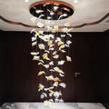Maple Leaf Round and Rectangular Crystal Chandelier-Momo Lighting
