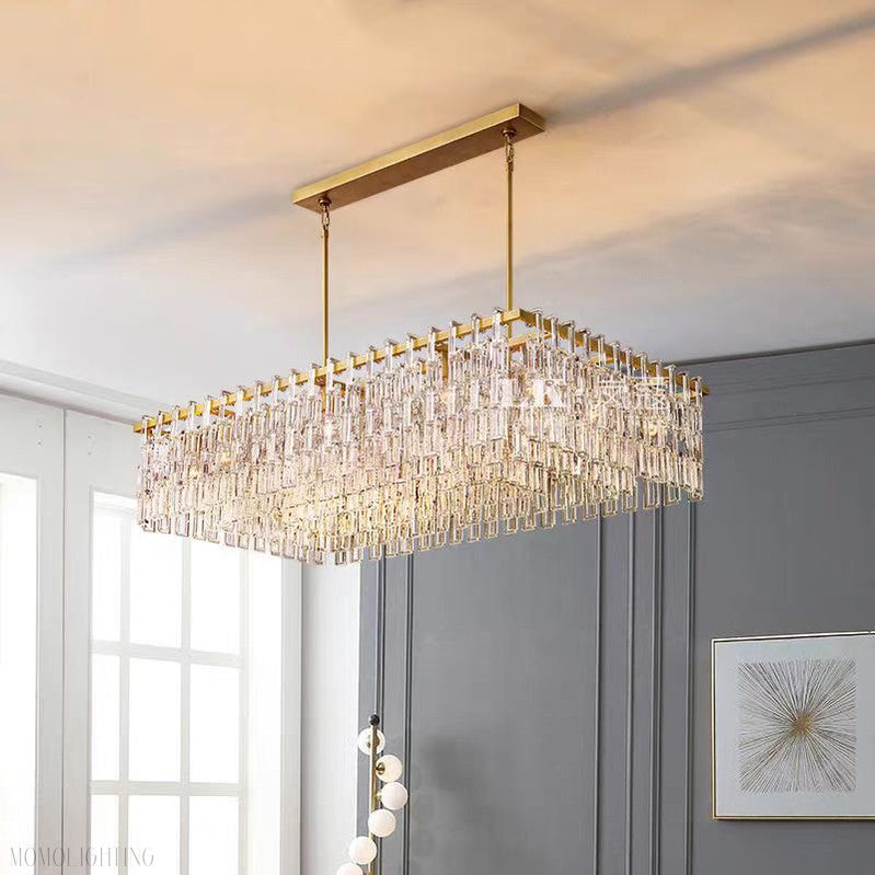 Marigan K9 Crystal Rectangular Chandelier 60"-Momo Lighting