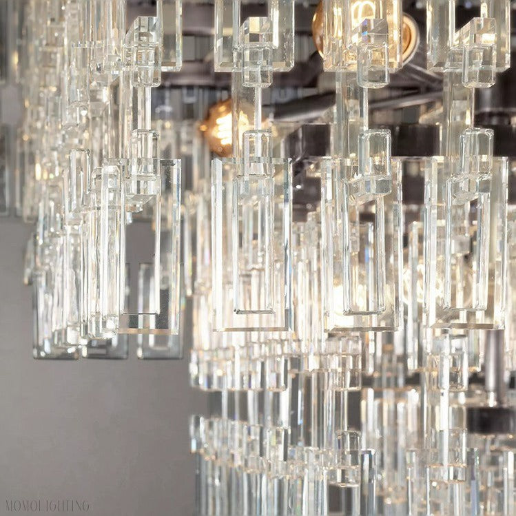 Marigan Tier K9 Crystal Rectangle Chandelier-Momo Lighting