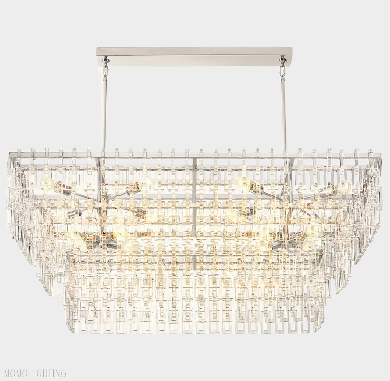 Marigan Tier K9 Crystal Rectangle Chandelier-Momo Lighting