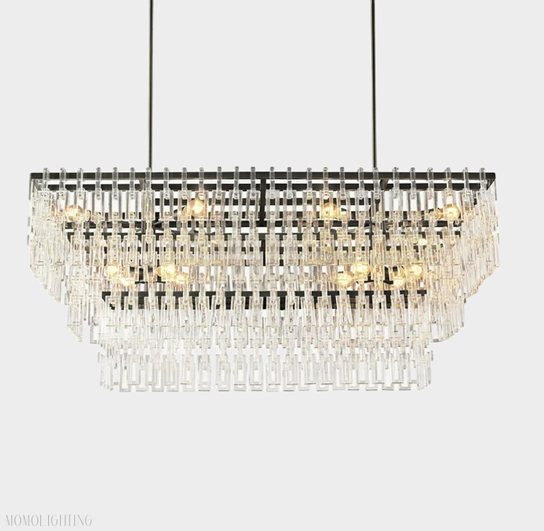 Marigan Tier K9 Crystal Rectangle Chandelier-Momo Lighting
