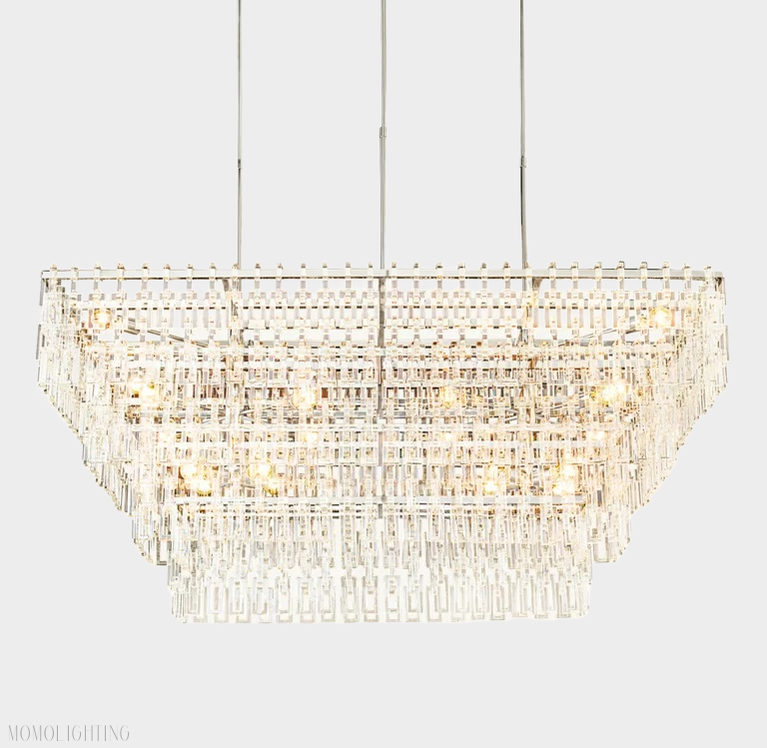 Marigan Tier K9 Crystal Rectangle Chandelier-Momo Lighting