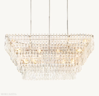 Marigan Tier K9 Crystal Rectangle Chandelier-Momo Lighting