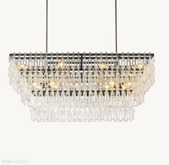 Marigan Tier K9 Crystal Rectangle Chandelier-Momo Lighting