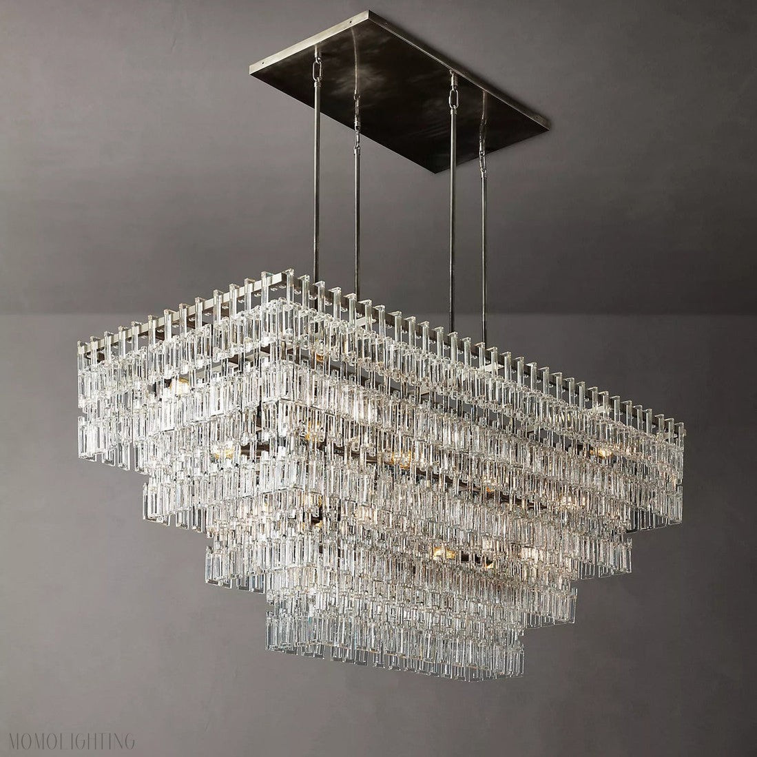 Marigan Tier K9 Crystal Rectangle Chandelier-Momo Lighting