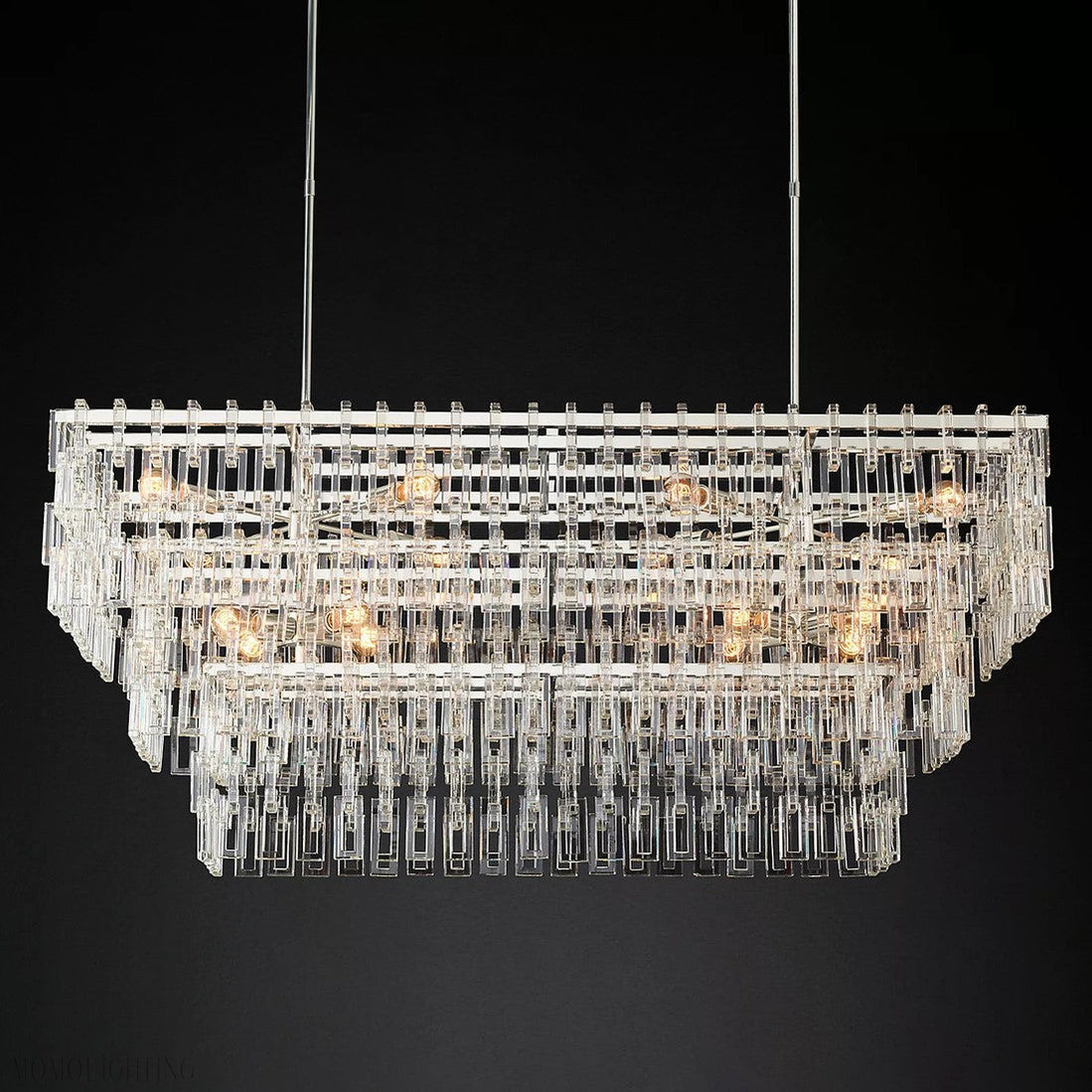 Marigan Tier K9 Crystal Rectangle Chandelier-Momo Lighting