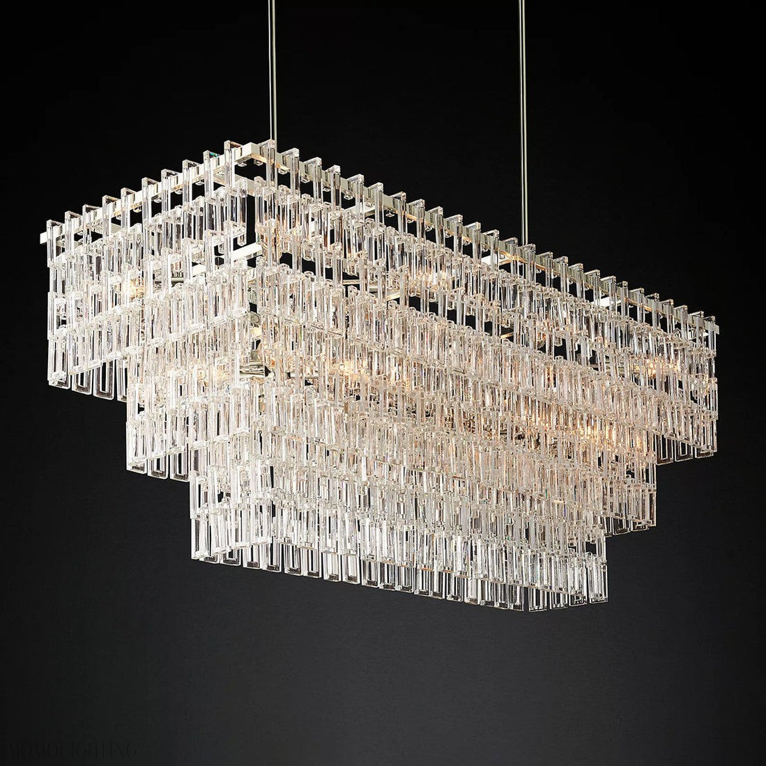 Marigan Tier K9 Crystal Rectangle Chandelier-Momo Lighting