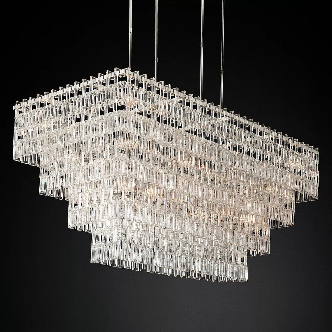 Marigan Tier K9 Crystal Rectangle Chandelier-Momo Lighting