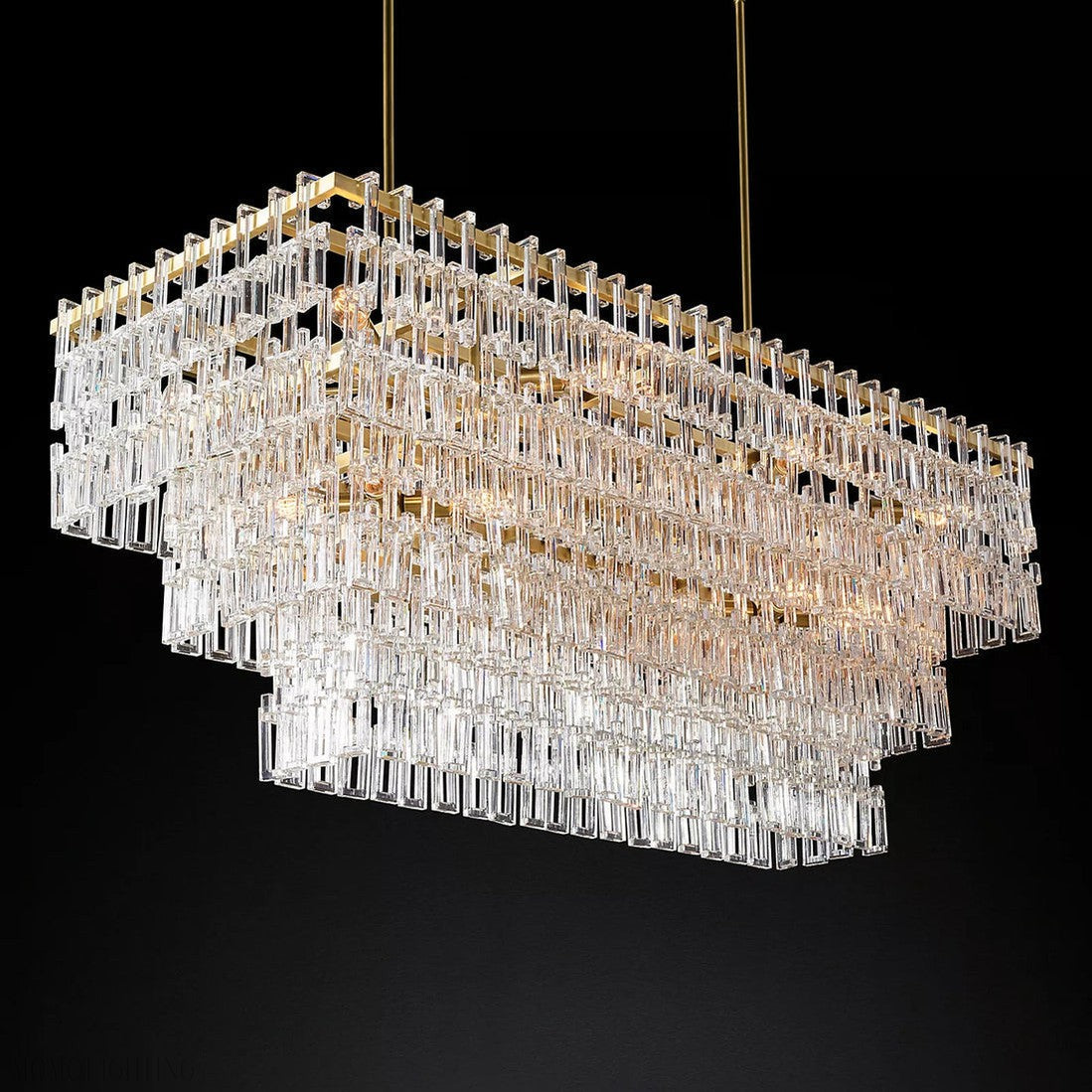 Marigan Tier K9 Crystal Rectangle Chandelier-Momo Lighting