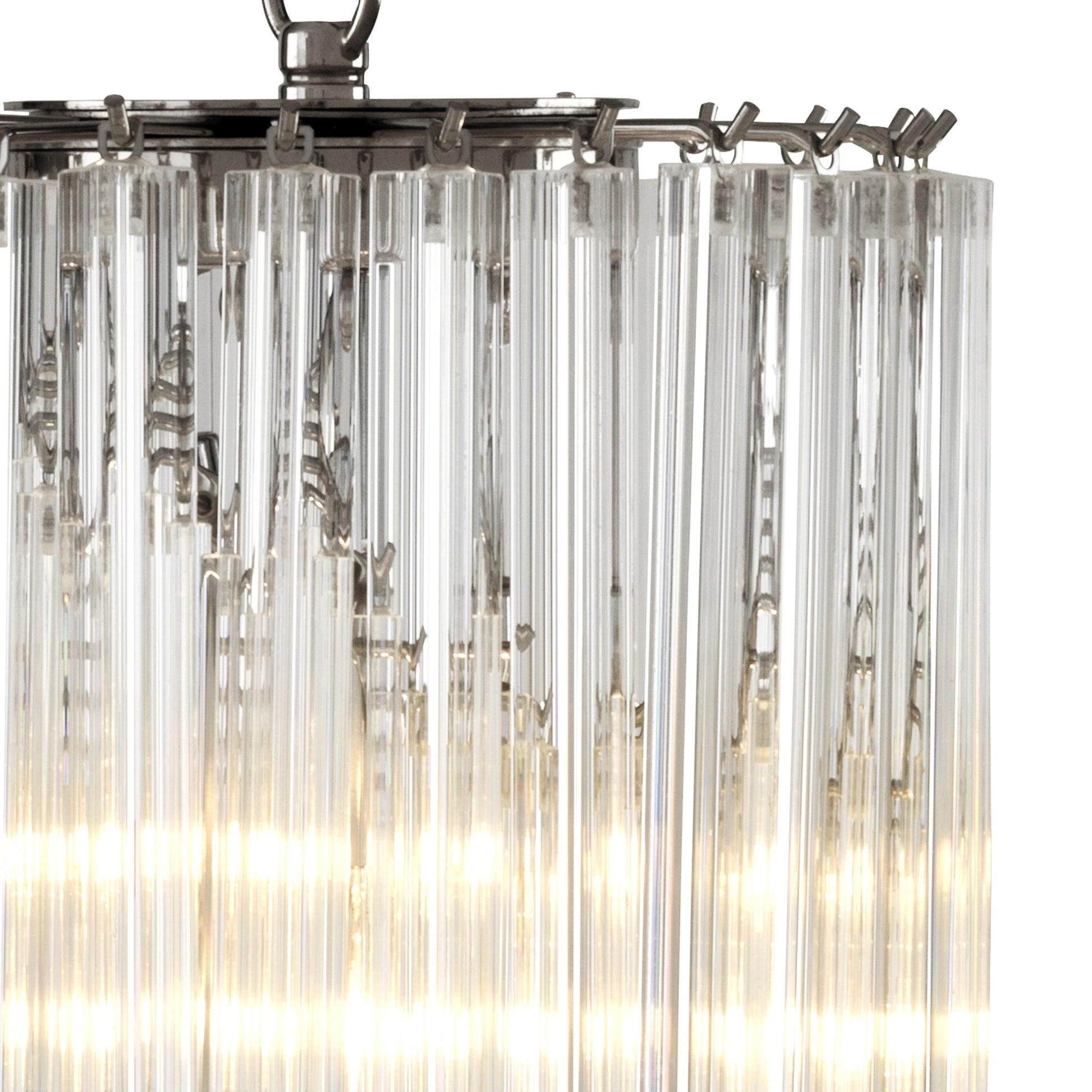 Marino Modern Glass Chandelier - Nickel-Momo Lighting