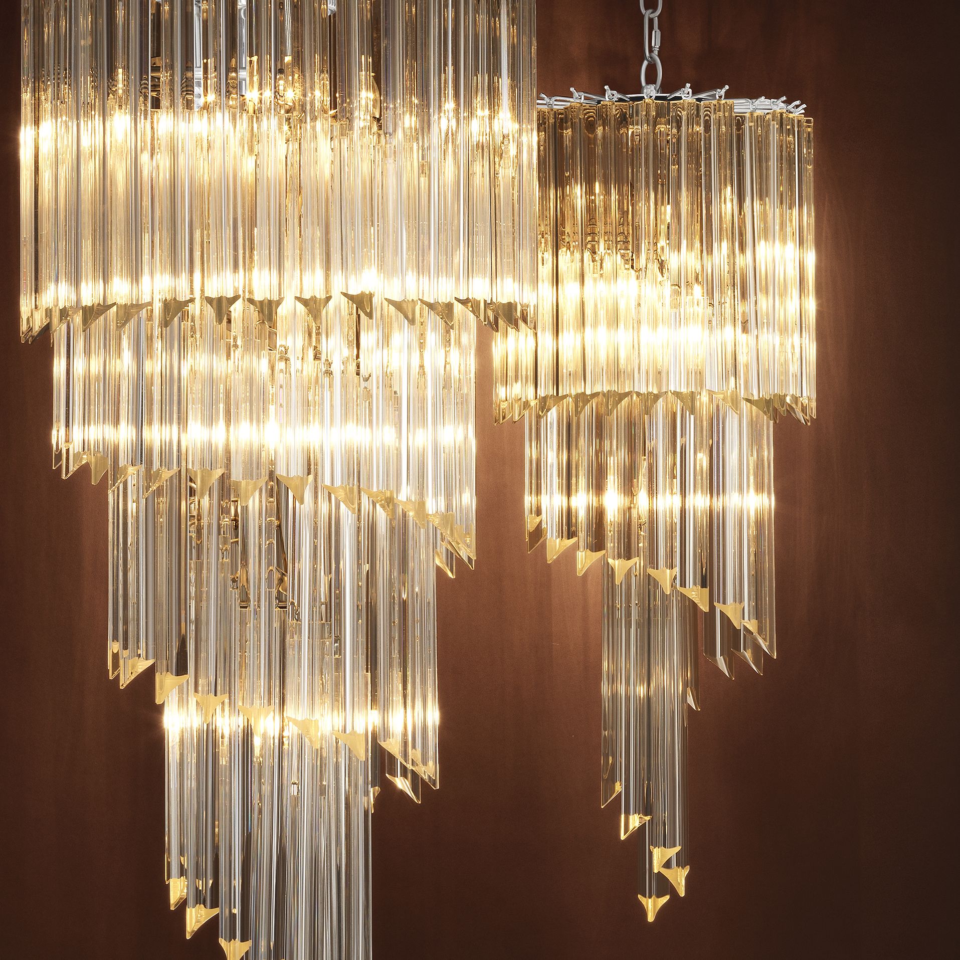 Marino Modern Glass Chandelier - Nickel-Momo Lighting