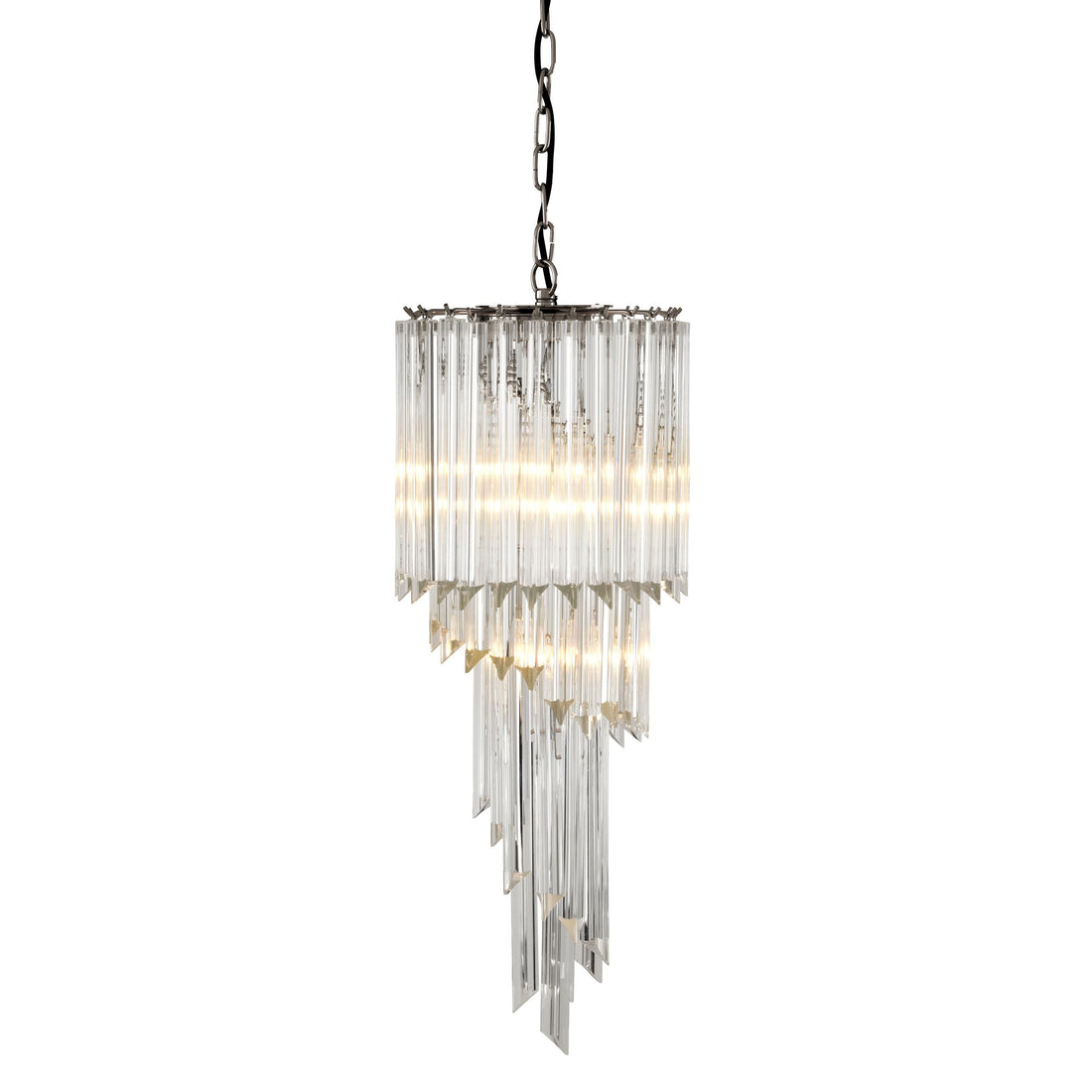 Marino Modern Glass Chandelier - Nickel-Momo Lighting