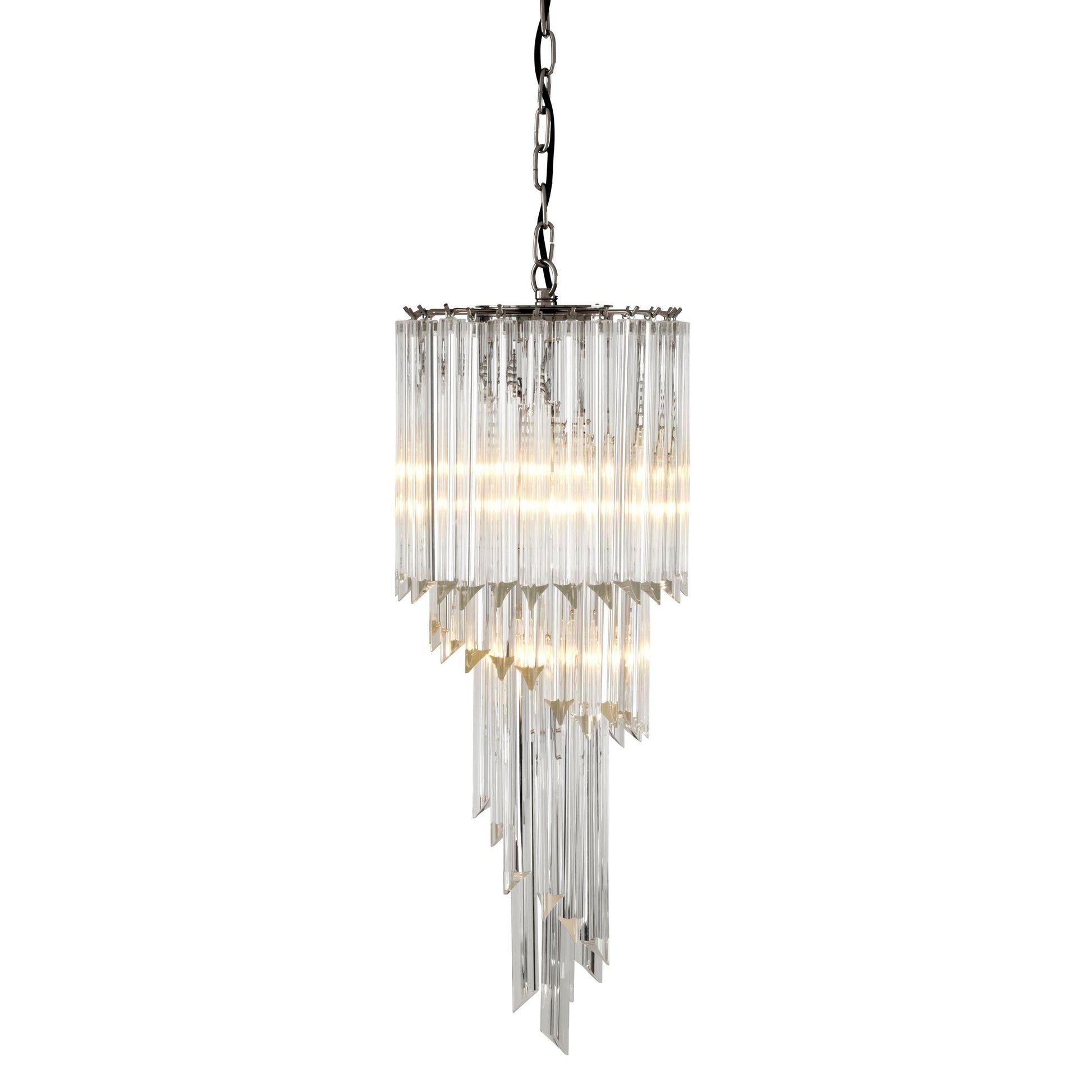 Marino Modern Glass Chandelier - Nickel-Momo Lighting