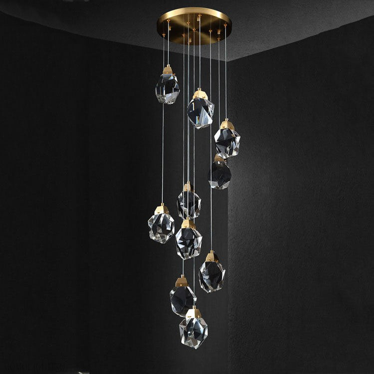 Masonry Faceted Crystal Prisms Chandelier