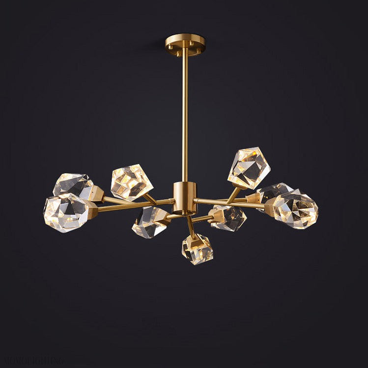 Masonry Faceted Crystal Prisms Chandelier