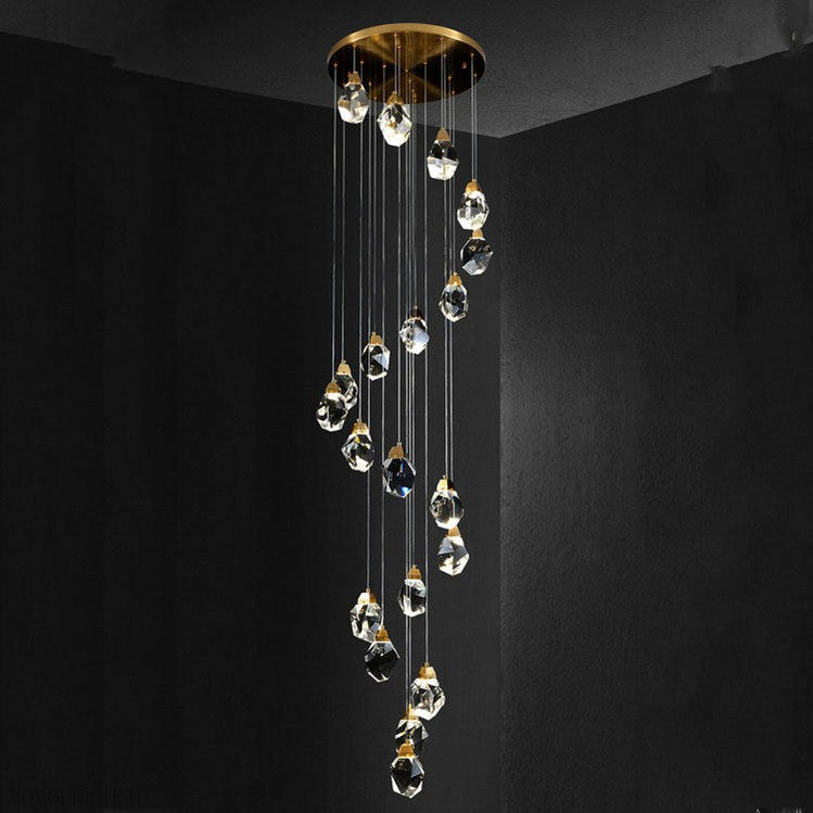 Masonry Faceted Crystal Prisms Chandelier