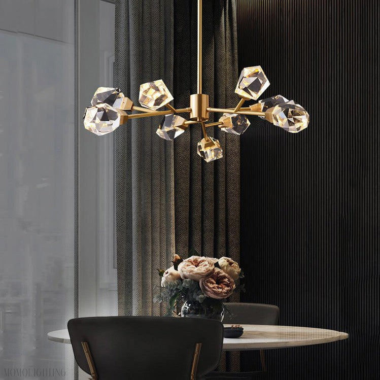 Masonry Faceted Crystal Prisms Chandelier-Momo Lighting