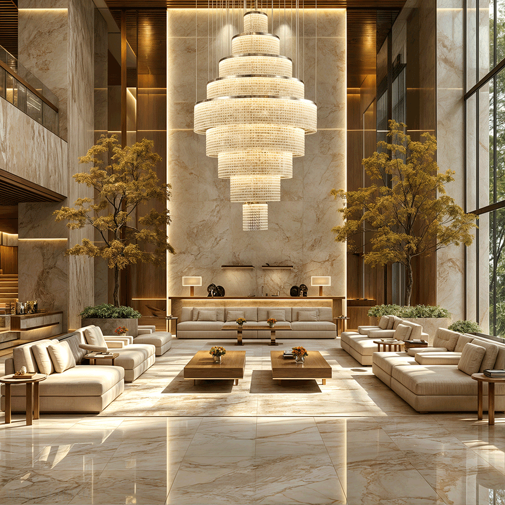 Melanie Crystal Ring Foyer & Staircase Chandelier-Momo Lighting