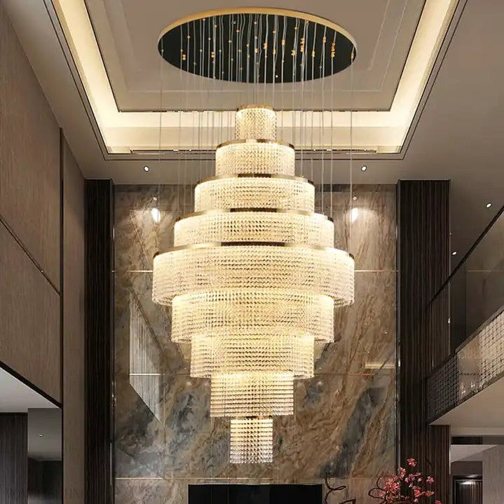 Melanie Crystal Ring Foyer & Staircase Chandelier-Momo Lighting