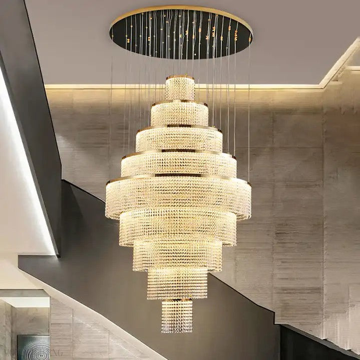 Melanie Crystal Ring Foyer & Staircase Chandelier-Momo Lighting