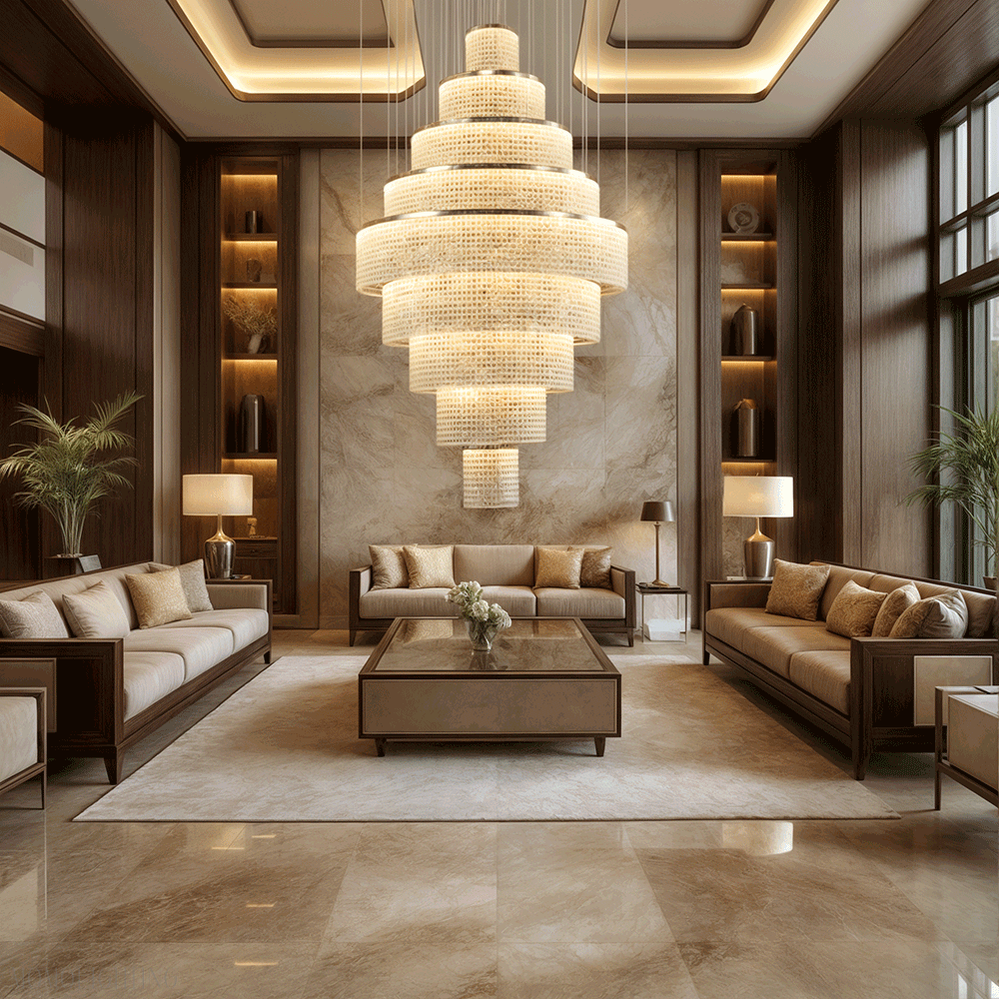 Melanie Crystal Ring Foyer & Staircase Chandelier-Momo Lighting