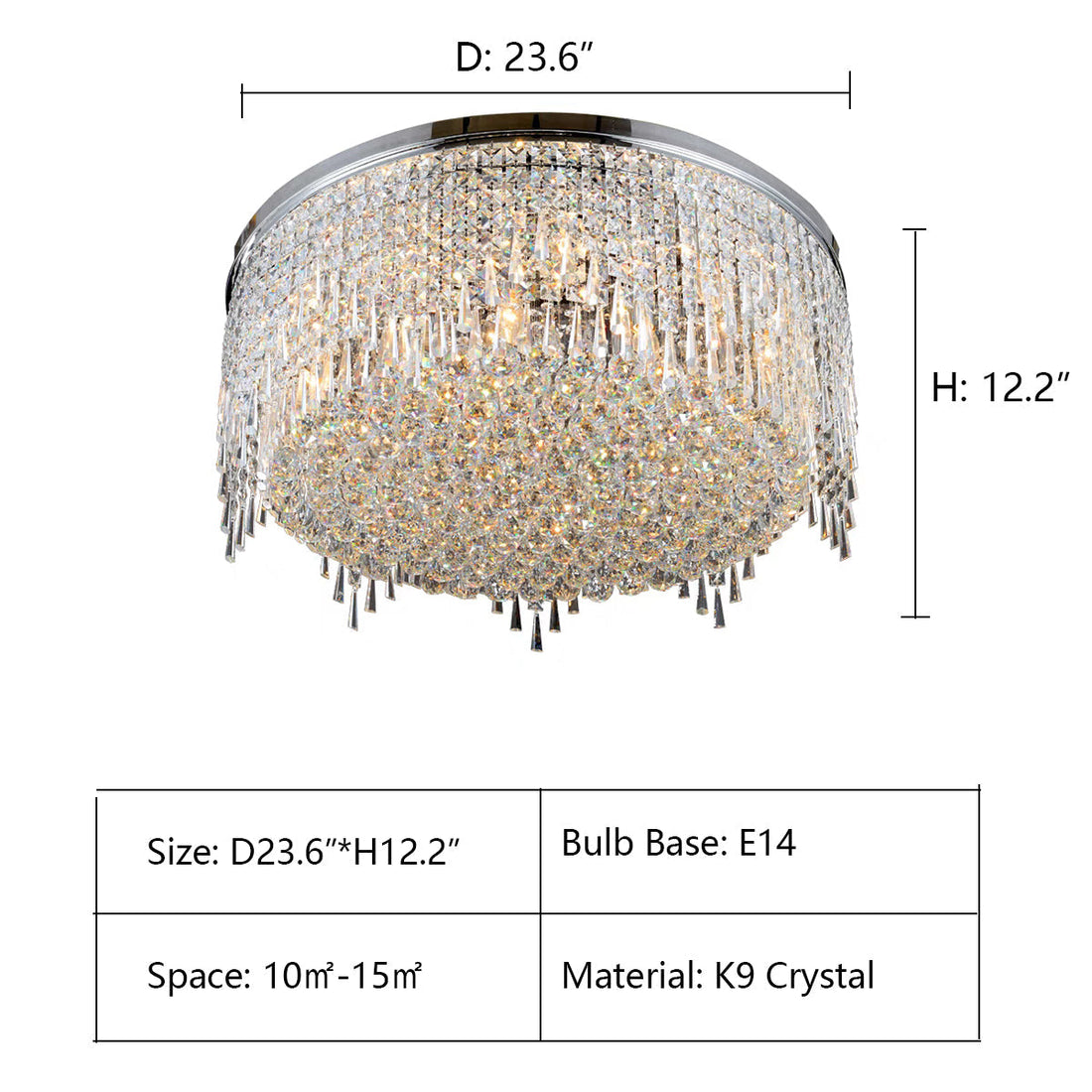 Minimalist Light Luxury Flush Mount Round Crystal Chandelier-Momo Lighting