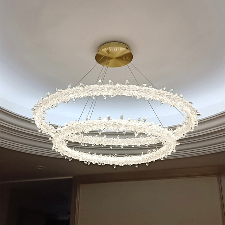 Modern 3-Ring Halo Crystal Chandelier for Living Room/Bedroom-Momo Lighting