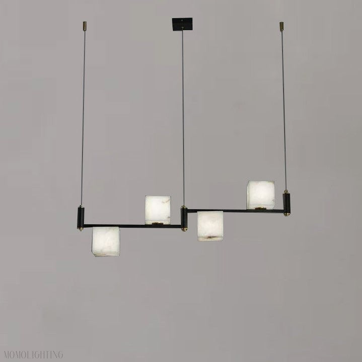 Modern Alabaster Cubic Island Chandelier, Kitchen Island Pendant Light, Pendant Lamp Over Dining Table-Momo Lighting
