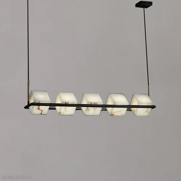 Modern Alabaster Cubic Island Chandelier, Kitchen Island Pendant Light, Pendant Lamp Over Dining Table-Momo Lighting