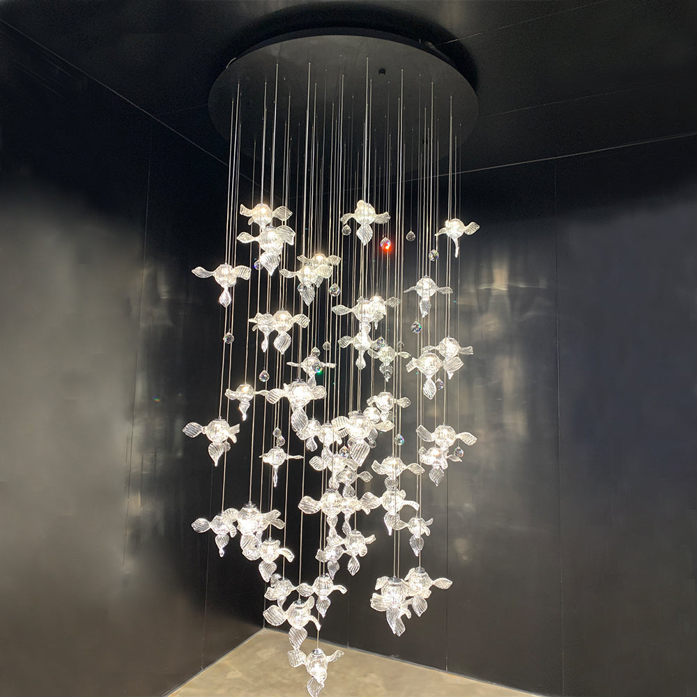 Modern Art Design Propeller-like Crystal Chandelier for Staircase/Villa/Foyer/High-ceiling Space-Momo Lighting