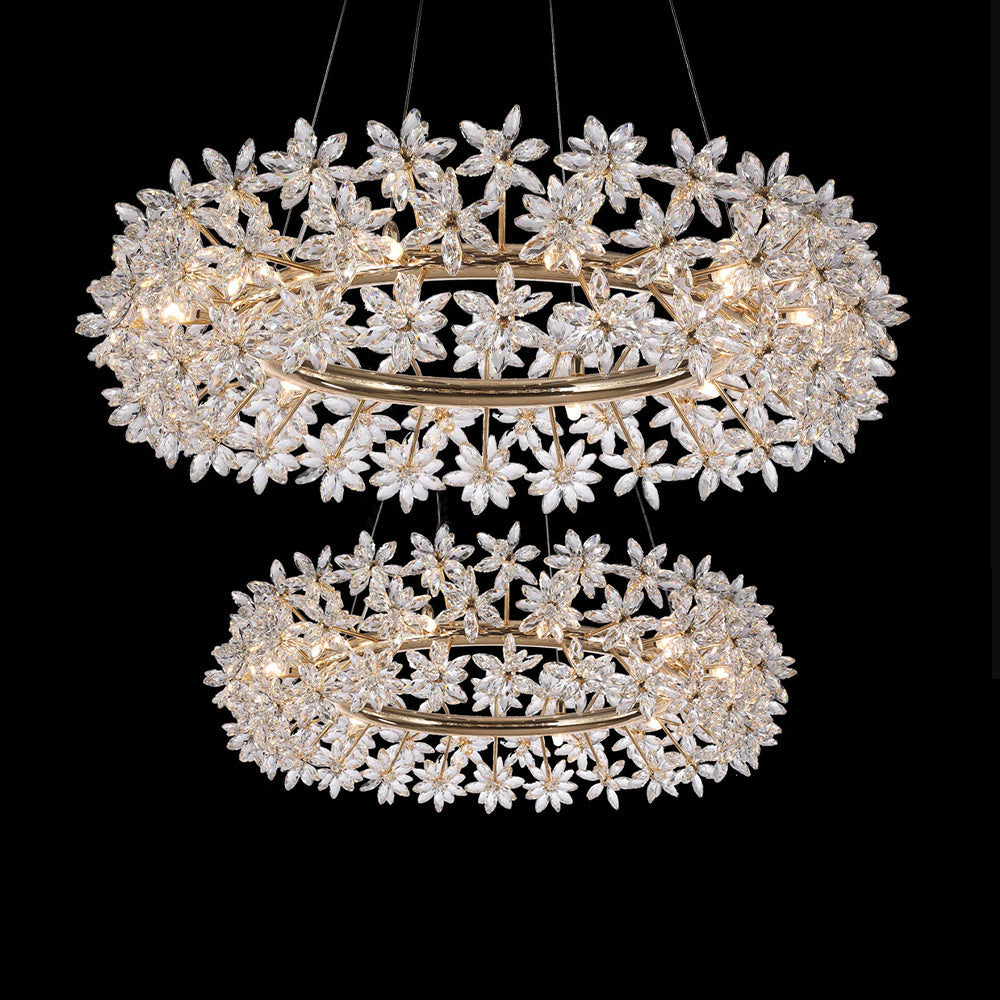 Modern Art Design Round Crystal Flower Chandelier for Bedroom/Living Room-Momo Lighting