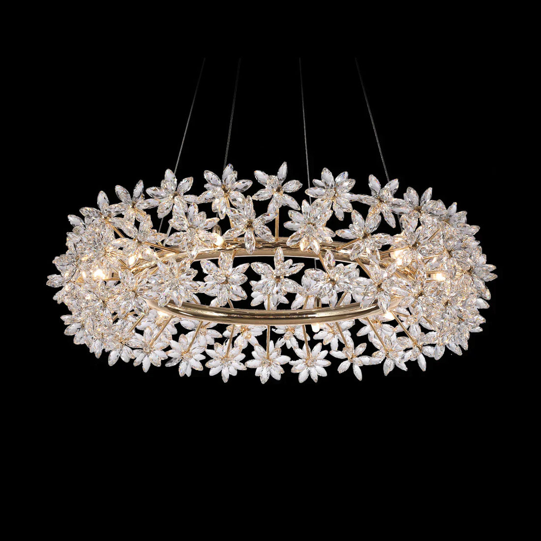 Modern Art Design Round Crystal Flower Chandelier for Bedroom/Living Room-Momo Lighting