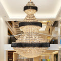 Modern Black Iron Crystal Chandelier For Foyer Staircase Luxurious Design Ceiling Light Fixture-Momo Lighting