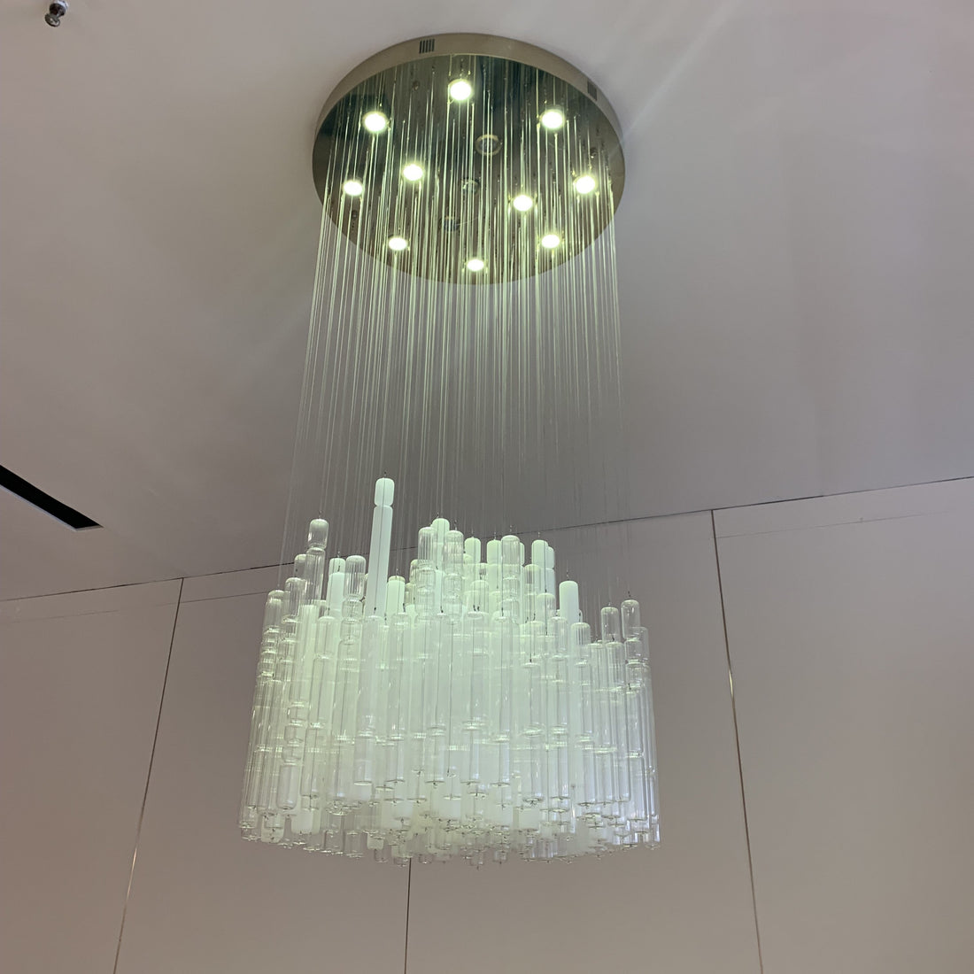 Modern Creative Art Design White&Transparent Tube Chandelier for Staircase/Foyer/Living Room-Momo Lighting