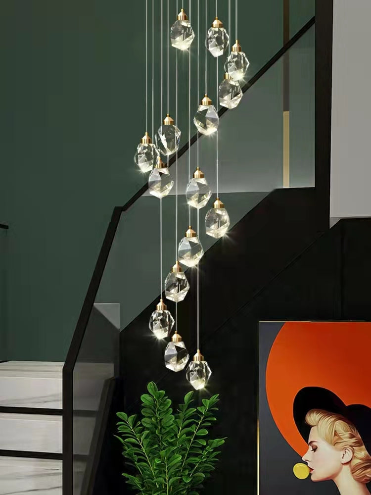 Modern Crystal Chandelier Foyer Living Room Droplight Hall Decoration Lights-Momo Lighting