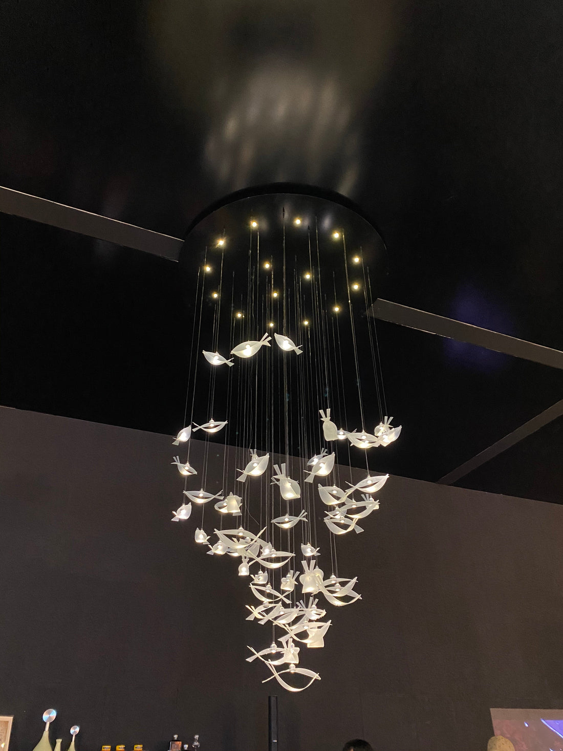 Modern Floating Acrylic Fish Chandelier for Staircase/Foyer/Living Room-Momo Lighting