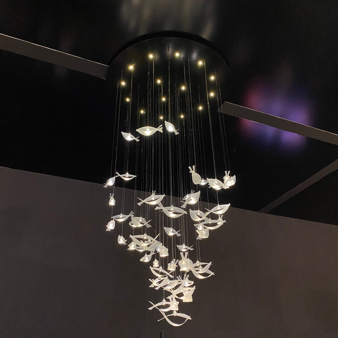 Modern Floating Acrylic Fish Chandelier for Staircase/Foyer/Living Room-Momo Lighting