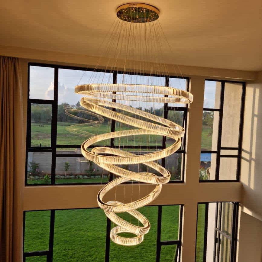 Modern Front Entryway Chandelier 3/4/5/6/7 Rings Crystal Gold/ Chrome Finish Ceiling Lamp-Momo Lighting