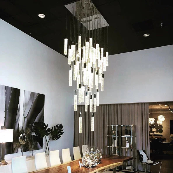 Modern Glacier Bubble Crystsal Sticks Chandelier in Gold/Chrome/Black Finish for Staircase/Foyer-Momo Lighting