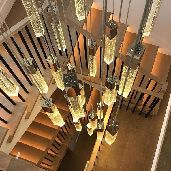 Modern Glacier Bubble Crystsal Sticks Chandelier in Gold/Chrome/Black Finish for Staircase/Foyer-Momo Lighting