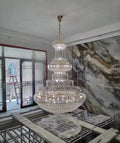 Modern Gold Foyer Extra Large Crystal Chandeliers Round Luxury Ceiling Light Fixture For Hall Entrance-Momo Lighting