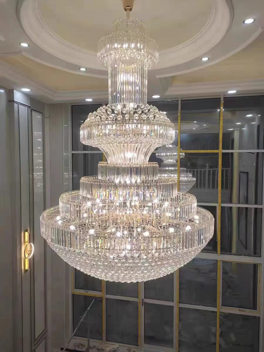 Modern Gold Foyer Extra Large Crystal Chandeliers Round Luxury Ceiling Light Fixture For Hall Entrance-Momo Lighting