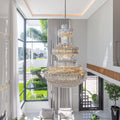 Modern Gold Foyer Extra Large Crystal Chandeliers Round Luxury Ceiling Light Fixture For Hall Entrance-Momo Lighting