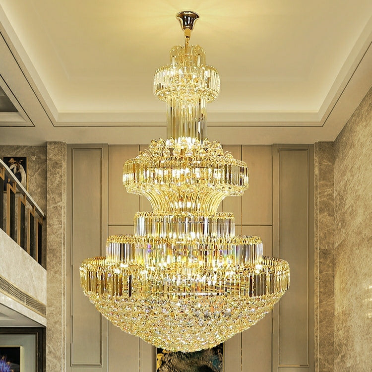 Modern Gold Foyer Extra Large Crystal Chandeliers Round Luxury Ceiling Light Fixture For Hall Entrance-Momo Lighting