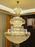 Modern Gold Foyer Extra Large Crystal Chandeliers Round Luxury Ceiling Light Fixture For Hall Entrance-Momo Lighting