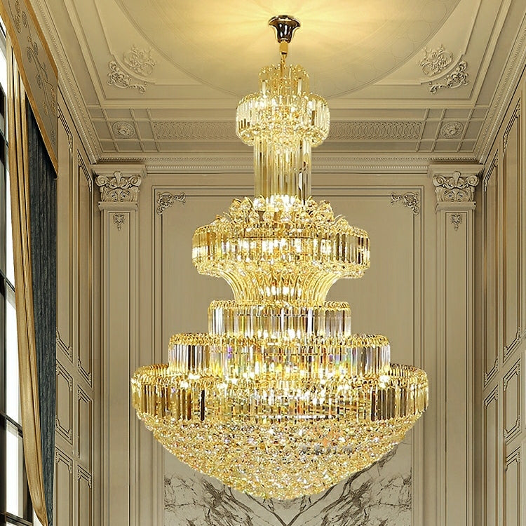 Modern Gold Foyer Extra Large Crystal Chandeliers Round Luxury Ceiling Light Fixture For Hall Entrance-Momo Lighting