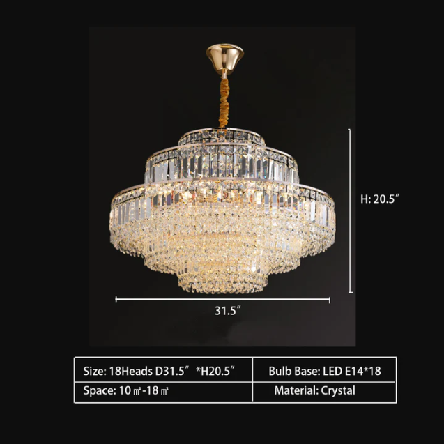 Modern Light Luxury Multi-tier Diamond Crystal Rod Pendant Chandelier for Living/Dining Room-Momo Lighting